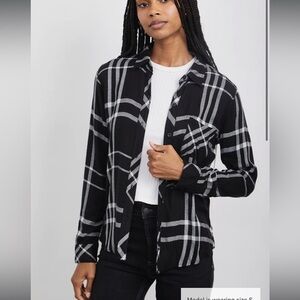 RAILS  Hunter black sterling button down plaid - XS